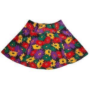 90s vintage Esprit Mini Skirt Circle Flower Pop Art Print Bright Pattern Teens.
